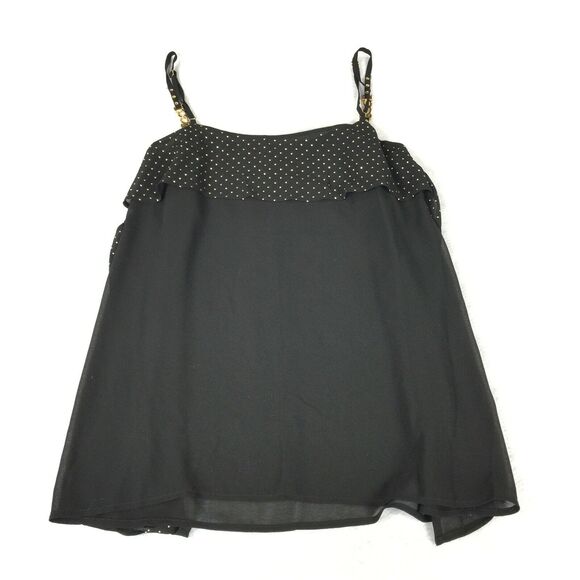 Cache Draped Tank Top Size Medium Womens Sheer Black Gold Studded Blouse Cami M - Picture 2 of 7